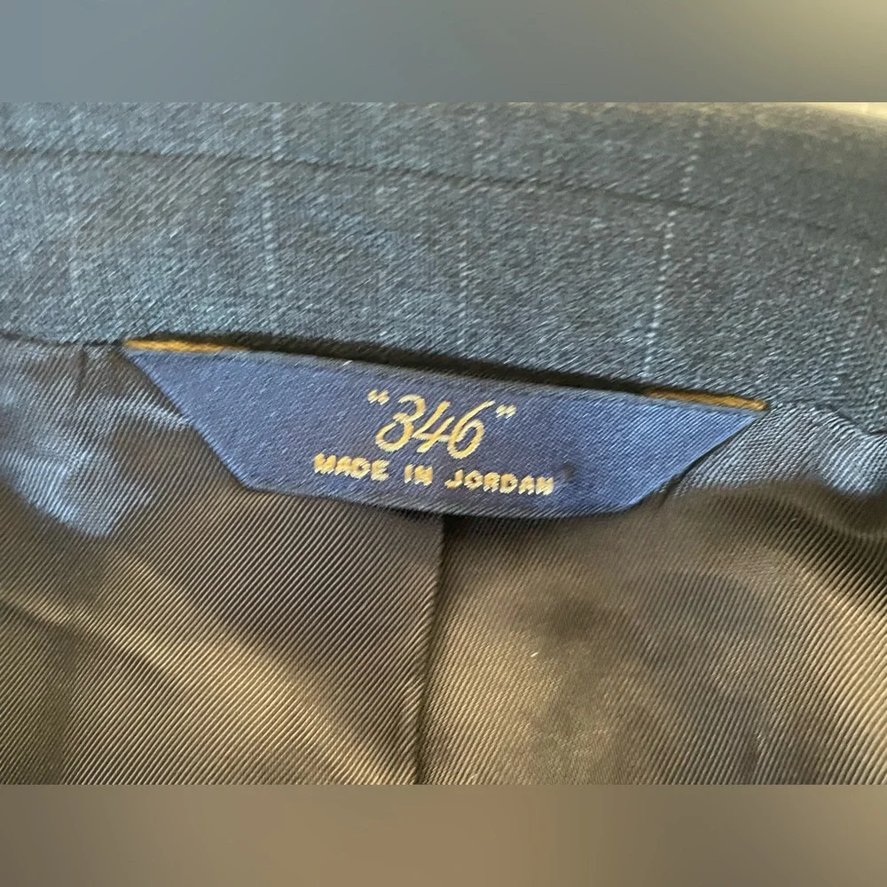 Brooks Brothers 346 Men Suit Jacket 48L Stretch Fit Black Wool Blend Pinstripe